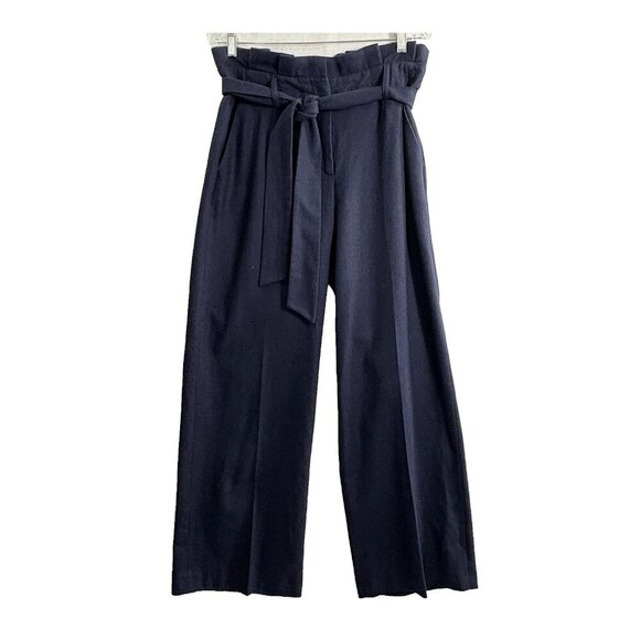 BODEN Women Pants Size 8 Blue Wool Blend High Rise Ruffle Wide Leg 16-11 - Picture 1 of 13